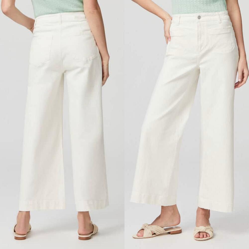 Paige Harper Ankle With Vintage Set in pockets Sz29 NWT Wide Leg High Rise White